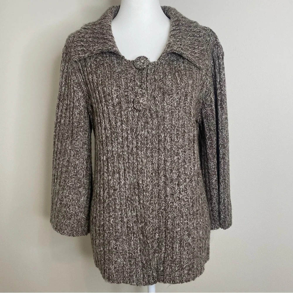 By Design Chunky knit Collar Cardigan oversized button 3 quarter Sleeve …